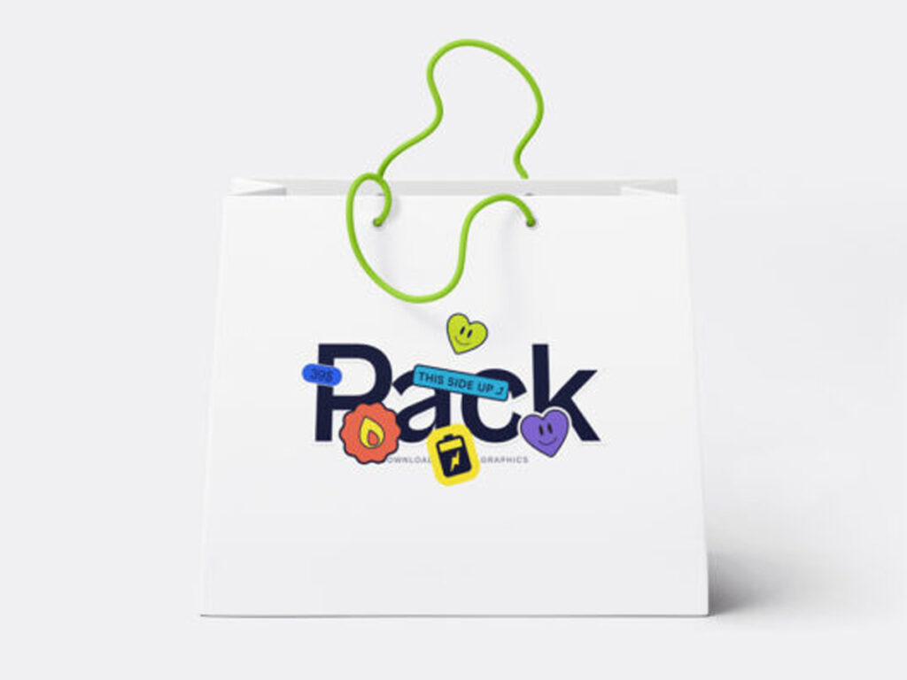 Paper Shopping Bag colorful Mockup Free Download PSD File
