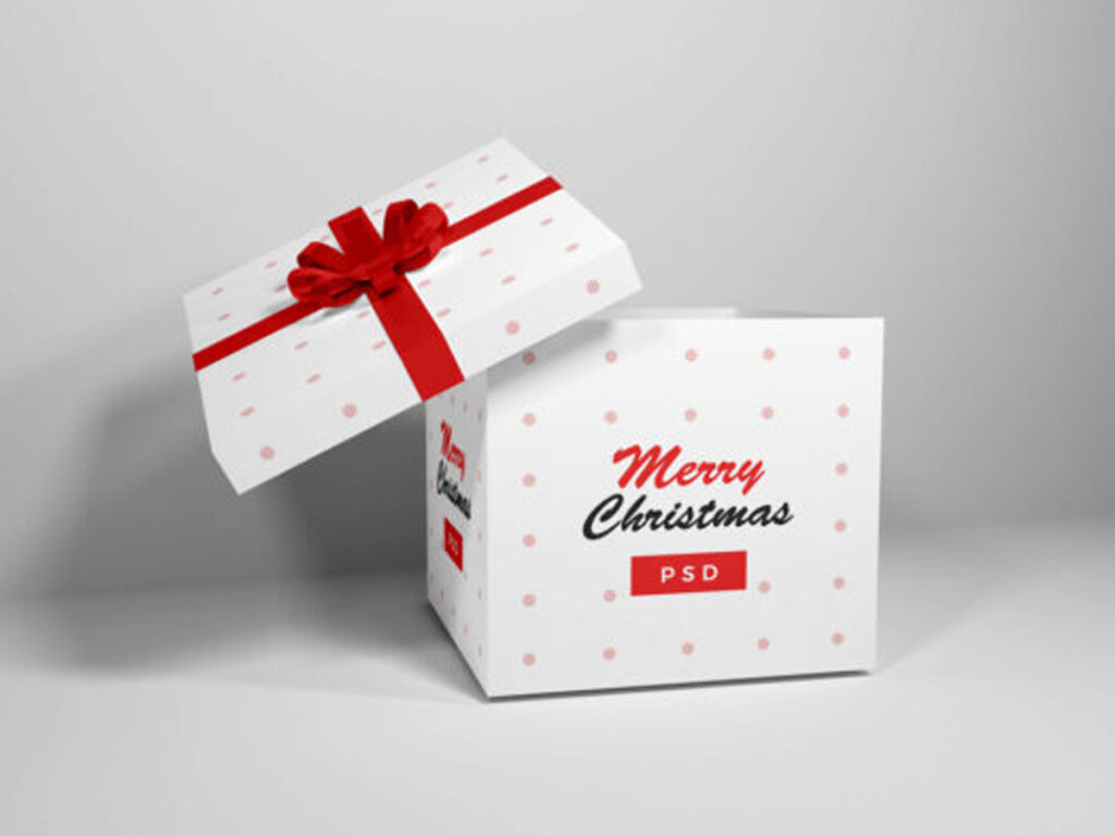 Christmas Present Box Mockup Free Download PSD File