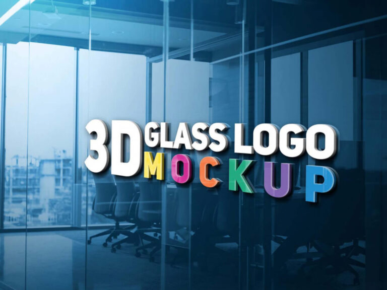 3D Glass Logo Mockup Free Download PSD File