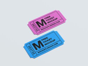 Paper Ticket Voucher Mockup Free Download PSD File