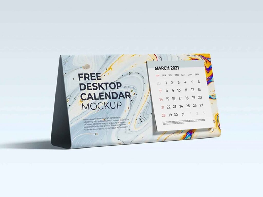 Desktop Calendar Mockup Free Download PSD File