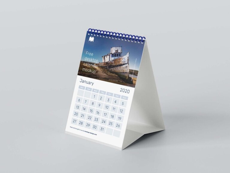 A5 Desk Calendar Mockup Free Download PSD File