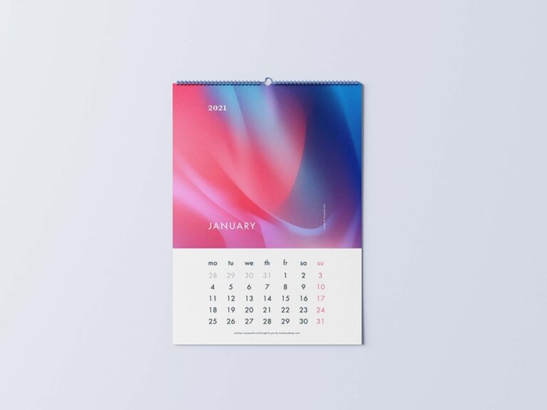 Angles Wall Calendar Mockup Free Download PSD File