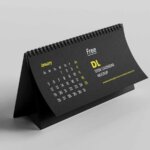 DL Desktop Calendar Mockup Free Download PSD File