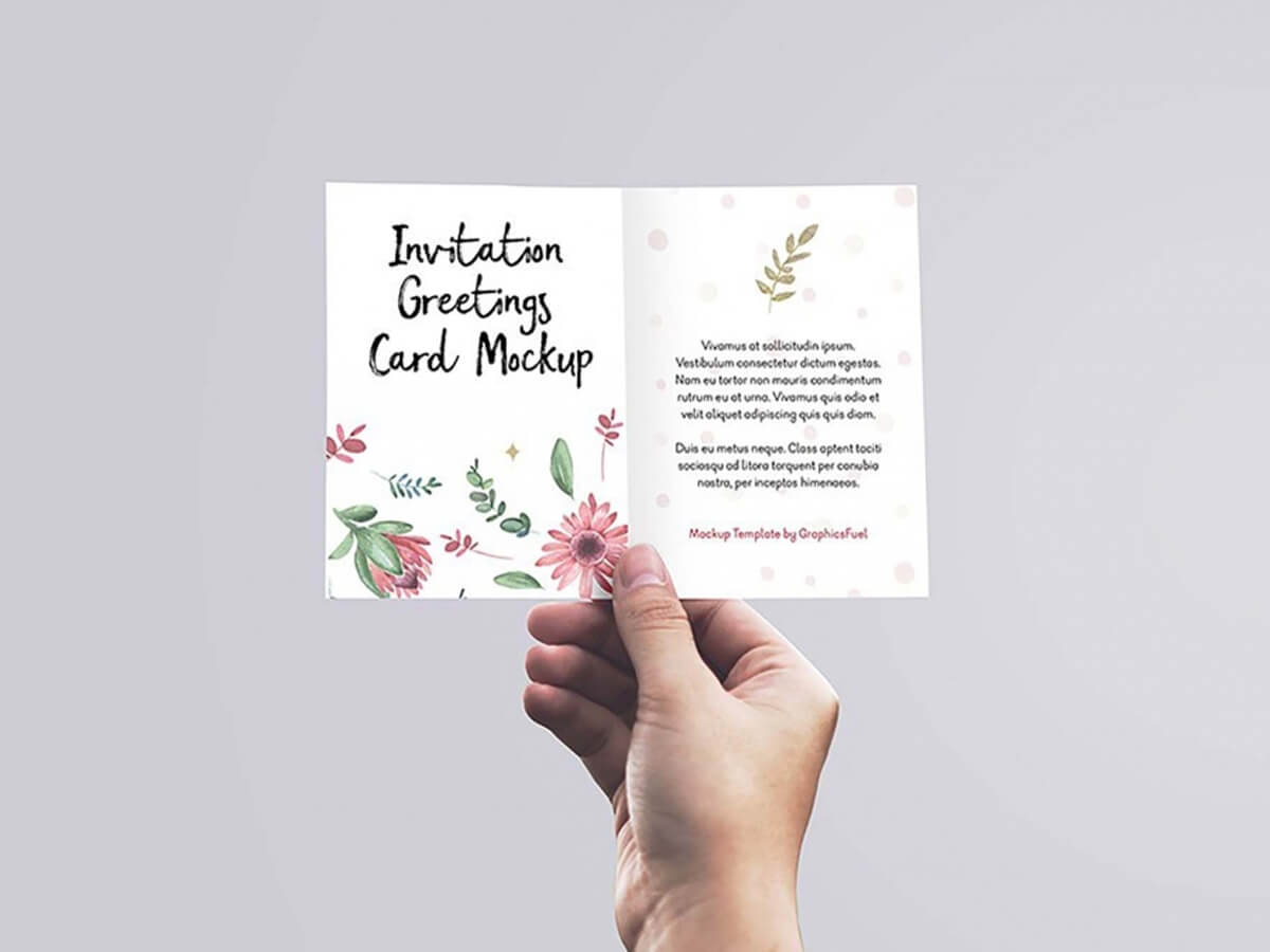 Invitation Greeting Card in Hand Mockup Free Download PSD File