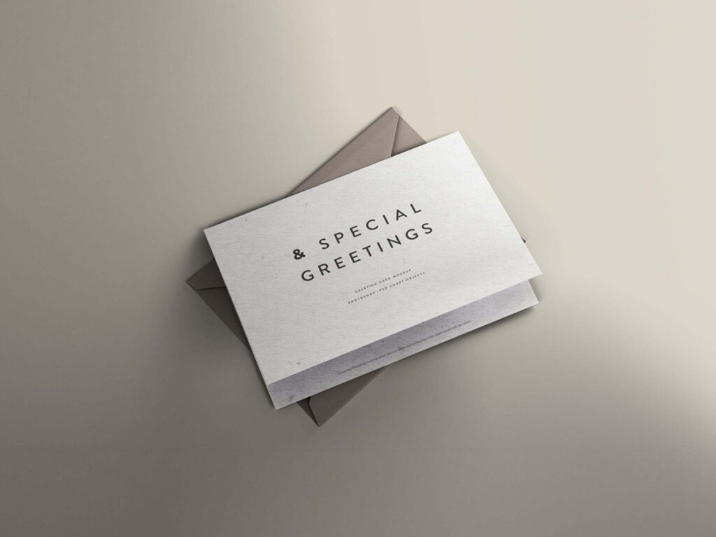 Greeting Card Mockup with Envelope Free Download PSD File