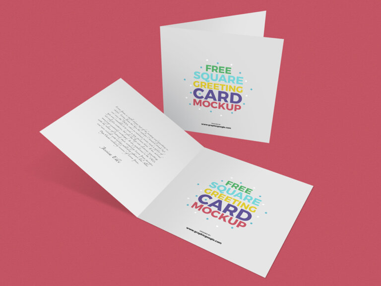 Folder Square Greeting Card Mockup Free Download PSD File