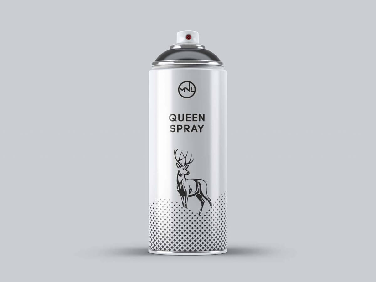 Paint Spray Bottle Label Mockup Free Download PSD File