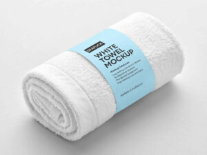 Towel with a Label Mockup Free Download PSD File