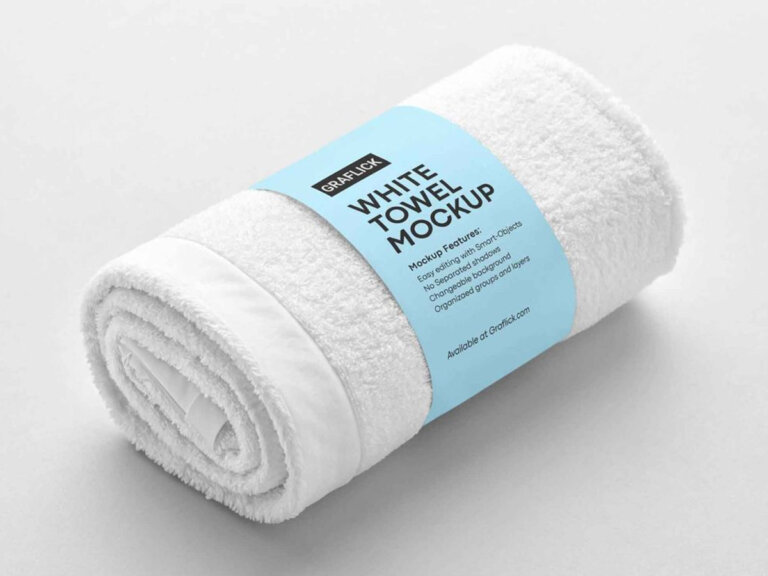 Towel with a Label Mockup Free Download PSD File